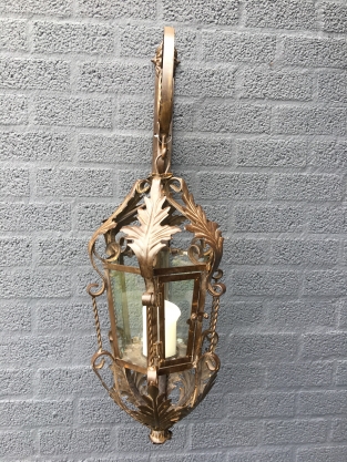 Lantern with wall bracket made of wrought iron, brown-patina, really beautiful!!!